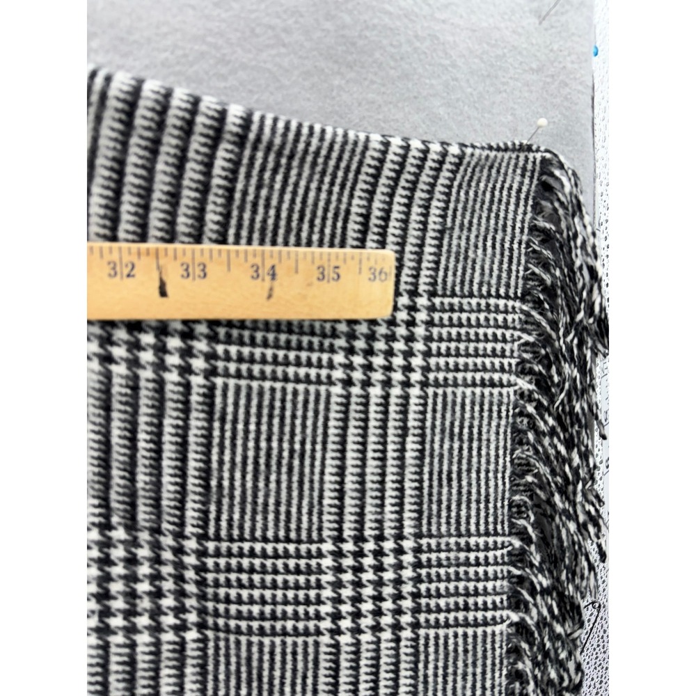 NWT Talbots Poncho Women ML Black White Glen Plaid Fringe Turtleneck Wool Blend - Picture 4 of 12